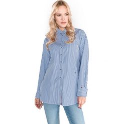 Tommy Hilfiger Koszula Niebieski Biały. Niebieskie bluzki damskie TOMMY HILFIGER, s, w paski, z bawełny, bez kołnierzyka, z długim rękawem. Za 464,95 zł.