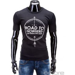T-SHIRT MĘSKI Z NADRUKIEM S558 - CZARNY. Czarne t-shirty męskie marki Ombre Clothing, s, z nadrukiem. Za 29,00 zł.