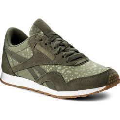 Buty Reebok - Cl Nylon Slim Txt Lux BS9446 Hunter Green/White/Gum. Zielone buty sportowe damskie Reebok, na co dzień, bez wzorów, ze skóry, bez obcasa, na płaskiej podeszwie, bez zapięcia. W wyprzedaży za 219,00 zł.