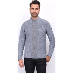 Golfy męskie: Sweter rozpinany w kolorze szarym