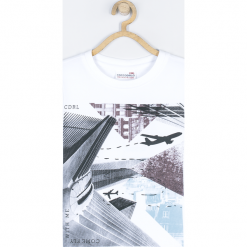 Koszulka. Białe t-shirty chłopięce BORN TO FLY, z aplikacjami, z elastanu, z krótkim rękawem. Za 45,90 zł.