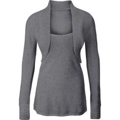 Sweter z bolerkiem 2 w 1 bonprix szary melanż. Szare swetry klasyczne damskie bonprix. Za 89,99 zł.