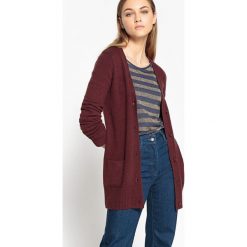Długi sweter rozpinany z dekoltem w serek. Szare kardigany damskie marki La Redoute Collections, l, z poliamidu. Za 146,96 zł.