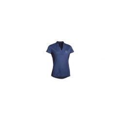 Koszulka jeździecka polo 500 Mesh damska. Niebieskie koszulki damskie FOUGANZA, xl, bez wzorów, z poliesteru, polo, bez rękawów. Za 59,99 zł.