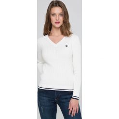Sweter w kolorze białym. Białe bez kategorii marki Felix Hardy, l, w paski, ze splotem. W wyprzedaży za 129,95 zł.
