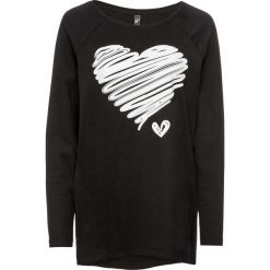 Shirt bonprix czarno-biały z nadrukiem. Czarne koszulki damskie bonprix, z nadrukiem, bez kołnierzyka, bez rękawów. Za 59,99 zł.