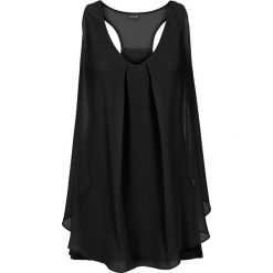 Top z falbaną bonprix czarny. Czarne topy damskie bonprix, z dżerseju. Za 74,99 zł.