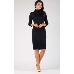 Czarna Elegancka Dopasowana Sukienka z Golfem. Czarne długie sukienki marki Mohito, l, proste. W wyprzedaży za 129,18 zł.