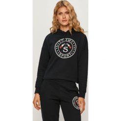 Tommy Sport - Bluza. Niebieskie bluzy sportowe damskie Tommy Sport, s, z nadrukiem, z bawełny, bez rękawów, z kapturem. Za 379,90 zł.