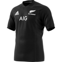 Koszulka do rugby replika All Blacks 2016 2018. Czarne koszulki męskie Adidas, m, bez wzorów, bez kołnierzyka, bez rękawów. Za 259,99 zł.