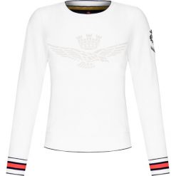 Bluza AERONAUTICA MILITARE Biały. Białe bluzy damskie marki Aeronautica Militare, z nadrukiem, z tkaniny, z krótkim rękawem, krótkie, bez kaptura. Za 530,00 zł.