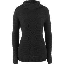 Swetry klasyczne damskie: Sweter z warkoczem bonprix czarny