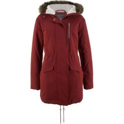 Parka z kapturem z podszewką ze sztucznego futerka bonprix czerwony kasztanowy. Czerwone kurtki damskie bonprix, bez wzorów, z kapturem. Za 99,99 zł.