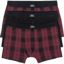 Bokserki (3 pary) bonprix czarno-czerwony klonowy w kratę. Czarne bokserki męskie marki bonprix. Za 38,97 zł.