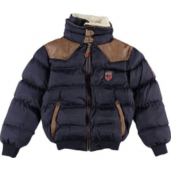 Kurtka zimowa "Abramovitch" w kolorze granatowym. Niebieskie kurtki chłopięce Geographical Norway Kids & Women, na zimę, ze skóry. W wyprzedaży za 250,95 zł.