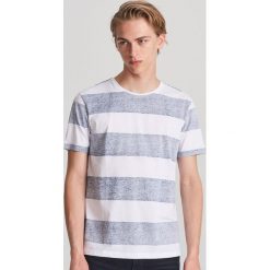 T-shirt w paski - Granatowy. Niebieskie t-shirty damskie Reserved, s, w paski, bez kołnierzyka. W wyprzedaży za 24,99 zł.