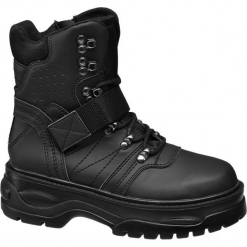 Botki damskie Catwalk czarne. Czarne botki damskie lity Catwalk, z materiału, na sznurówki. Za 159,90 zł.