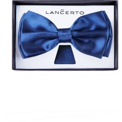 Mucha Szafirowa. Niebieskie muszki męskie marki LANCERTO, z dzianiny, eleganckie. Za 79,90 zł.