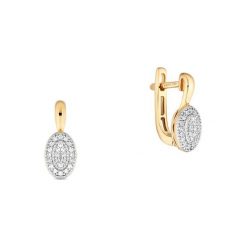 Wyjątkowe Złote Kolczyki - złoto 585, Diament 0,13ct. Żółte kolczyki damskie W.KRUK, z diamentem, złote, z angielskim zapięciem. Za 2290,00 zł.