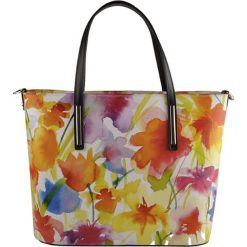 Torebki klasyczne damskie: Skórzana torebka z kolorowym wzorem – 34 x 28 x 13 cm