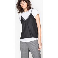 Bluzki damskie: T-shirt z naszytą koszulką