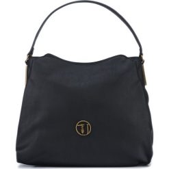 Trussardi Jeans Rabarbaro Torebka Czarny. Czarne torebki klasyczne damskie Trussardi Jeans, w paski, z jeansu, bez dodatków. Za 697,95 zł.