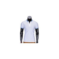 T-SHIRT MĘSKI BEZ NADRUKU S661 - BIAŁY. Białe t-shirty męskie z nadrukiem Ombre Clothing, m, z bawełny, z kontrastowym kołnierzykiem. Za 29,00 zł.