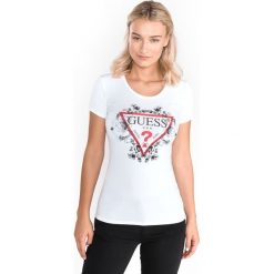 Guess Koszulka Biały. Białe koszulki damskie Guess, m, z nadrukiem, z elastanu, bez kołnierzyka. Za 133,95 zł.