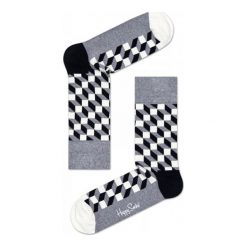 Skarpety Happy Socks Filled Optic (FO01-901). Szare skarpetki męskie Happy Socks, z bawełny. Za 23,99 zł.