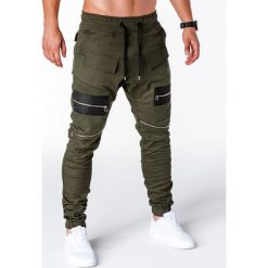 SPODNIE MĘSKIE JOGGERY P708 - KHAKI. Brązowe joggery męskie marki Ombre Clothing, s. Za 79,00 zł.