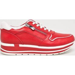 Marco Tozzi - Buty. Czerwone buty sportowe damskie Marco Tozzi, bez wzorów, z gumy, sportowe. Za 249,90 zł.