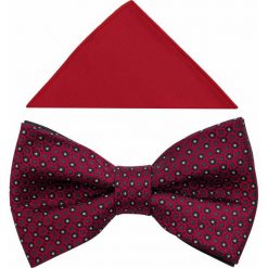 Ciemnoczerwona/bordowa muszka męska w geometryczny wzór A373. Czerwone muszki męskie Modini Moda Męska, na co dzień, w grochy, z bawełny, eleganckie. W wyprzedaży za 49,50 zł.