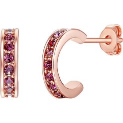 Kolczyki damskie: Pozłacane kolczyki-półkreole z kryształkami Swarovski