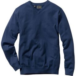 Sweter z dekoltem w serek bonprix ciemnoniebieski. Niebieskie swetry męskie bonprix, s, z dzianiny, klasyczne. Za 74,99 zł.