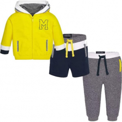 3-częściowy zestaw - bluza, szorty, spodnie. Białe bluzy niemowlęce Mayoral. W wyprzedaży za 109,95 zł.