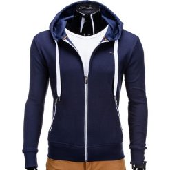 Bejsbolówki męskie: BLUZA MĘSKA ROZPINANA Z KAPTUREM B555 – GRANATOWA