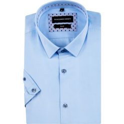 Koszula SANDRO KKNS000065. Niebieskie koszule męskie Giacomo Conti, na lato, m, bez wzorów, z bawełny, eleganckie, z klasycznym kołnierzykiem, z krótkim rękawem. Za 149,00 zł.