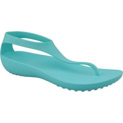 Crocs W Serena Flip 205468-40M sandały sportowe damskie turkusowy 39/40. Niebieskie klapki damskie Crocs, w paski, z materiału, na wysokim obcasie. W wyprzedaży za 129,99 zł.