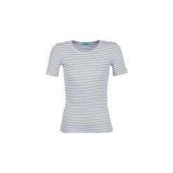 T-shirty z krótkim rękawem Benetton FELINO. Białe t-shirty damskie Benetton, s, bez wzorów, bez kołnierzyka. Za 69,00 zł.