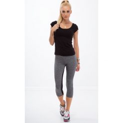 Legginsy sportowe damskie: Ciemnoszare legginsy sportowe z kieszonką / żółty 5519