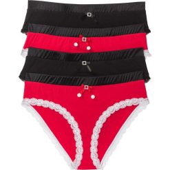 Figi: Figi „maxi” (4 pary) bonprix czarno-czerwono-biały