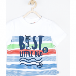 Koszulka. Białe t-shirty chłopięce BEST LITTLE BRO, z aplikacjami, z długim rękawem. Za 19,90 zł.