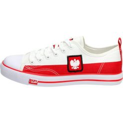 Biało czerwone trampki kibica MUNDIAL LH18-24. Czerwone trampki i tenisówki damskie American CLUB, bez wzorów, bez zapięcia. W wyprzedaży za 49,00 zł.