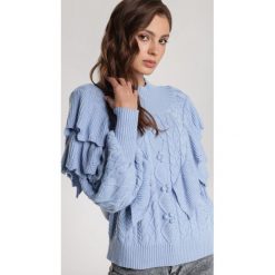 Jasnoniebieski Sweter Thenora. Niebieskie swetry damskie Renee, s, bez wzorów, casualowe, bez rękawów, bez kaptura. Za 179,99 zł.