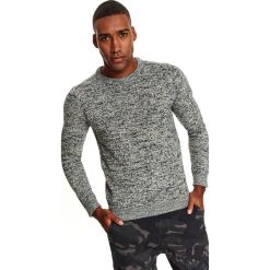 Sweter melanżowy z przeplotami. Szare swetry męskie Top Secret, na zimę, xl, bez wzorów, z dzianiny, eleganckie, z okrągłym kołnierzem, bez kaptura. Za 99,99 zł.