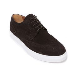 Skórzane sneakersy w kolorze brązowym. Pomarańczowe trampki męskie Frank Daniel, bez wzorów, ze skóry, na sznurówki. W wyprzedaży za 299,95 zł.