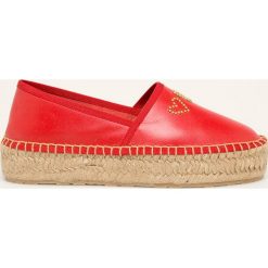 Love Moschino - Espadryle skórzane. Czerwone espadryle damskie Love Moschino, bez wzorów, ze skóry, bez obcasa, na obcasie. Za 659,90 zł.