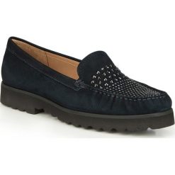 Buty damskie. Niebieskie półbuty damskie Wittchen, na co dzień, z aplikacjami, ze skóry, bez obcasa, bez zapięcia. W wyprzedaży za 369,90 zł.