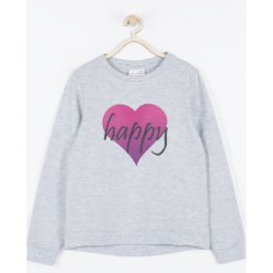 Bluza. Szare bluzy dziewczęce rozpinane BASIC GIRL, z nadrukiem, z bawełny. Za 65,90 zł.