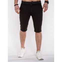 KRÓTKIE SPODENKI MĘSKIE BERMUDY P402 - CZARNE. Czarne bermudy męskie marki Ombre Clothing, s, z bawełny, krótkie. Za 47,20 zł.